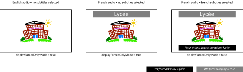 Illustration of the use of itts:forcedDisplay